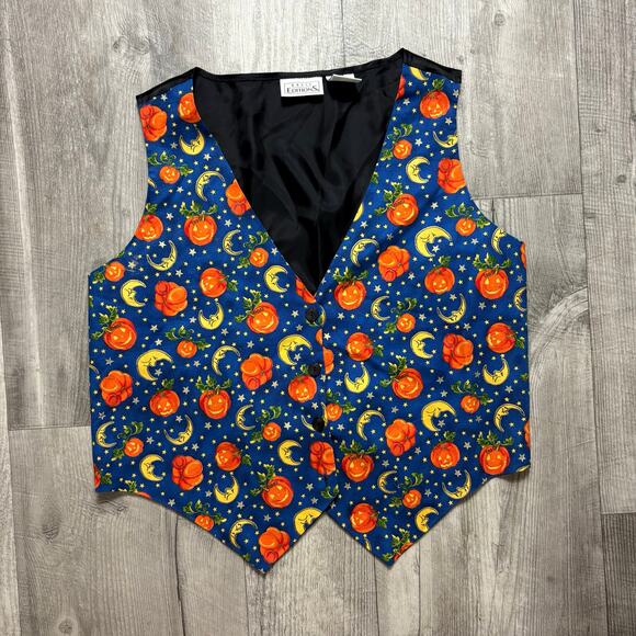 Vintage Basic Editions Halloween Jack-o’-lantern Vest Size Large - Picture 1 of 4